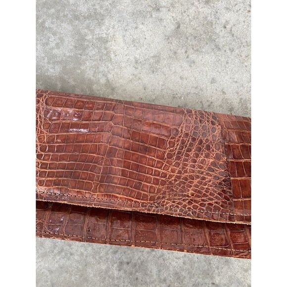 Vintage Brown Crocodile Print Clutch Bag - 11.5” x 5” - Picture 8 of 12